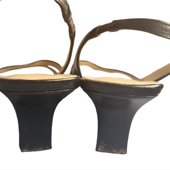 Ann Taylor Carolina Heels Open Toe Sandal Black Womens Size 7M - Picture 7 of 14